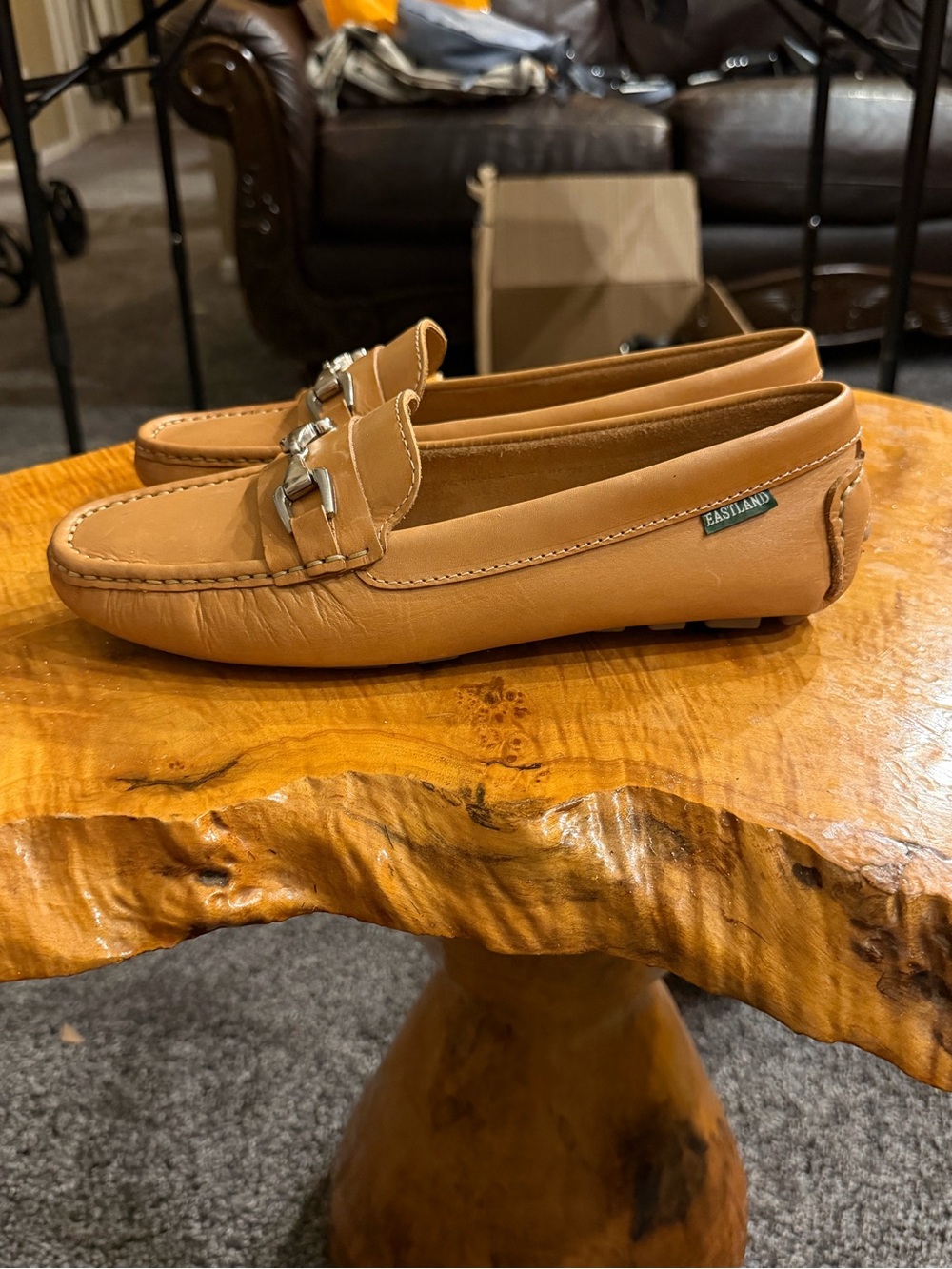 Eastland Women's Olivia Camel Leather Horsebit Driving Loafer Shoes Size 11